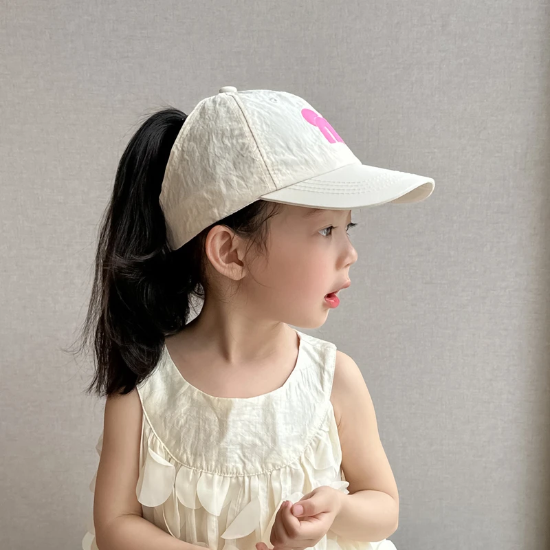 儿童帽子女孩夏季可扎马尾棒球帽薄款速干户外遮阳鸭舌帽女童