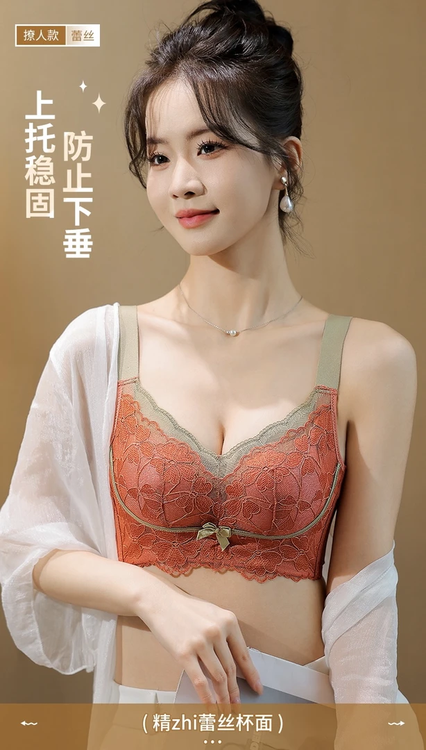小胸显大聚拢型蕾丝纯欲内衣收副乳上托无钢圈调整型舒适文胸罩