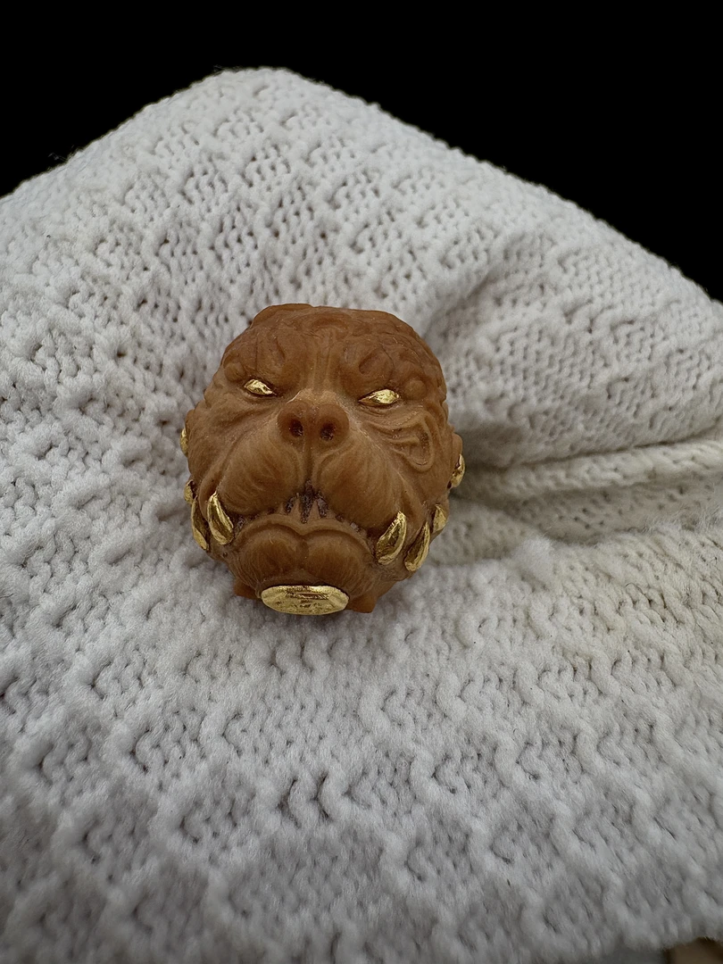 【恶霸】24纯黄镶嵌单颗猴头精工