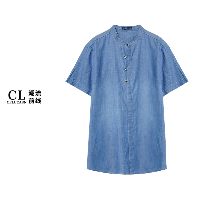 J7KIS111#夏季男款牛仔衬衫短袖薄款宽松休闲百搭潮流上衣