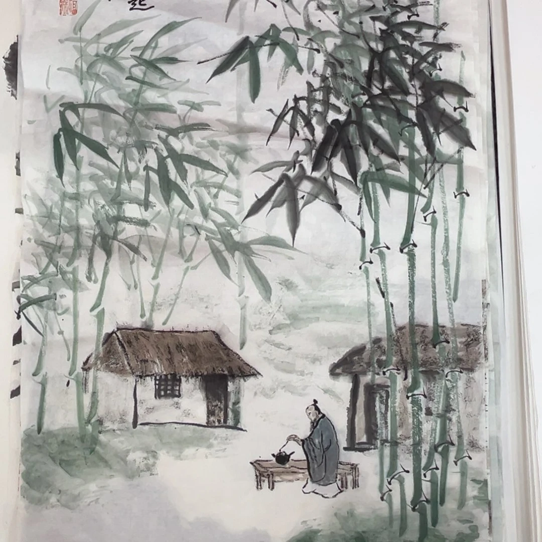 国画四尺三开花鸟作品