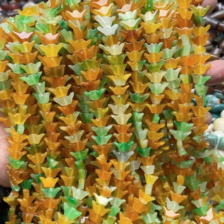 玛瑙/玉髓合金珠宝半成品一条13mm元宝