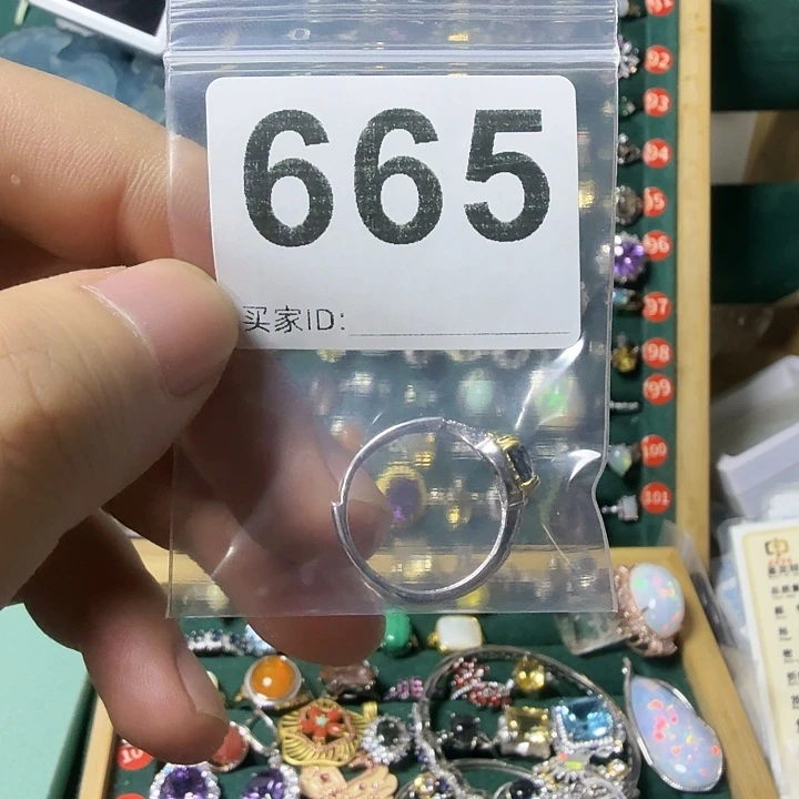 爆****戒指托帕石银S925镶嵌