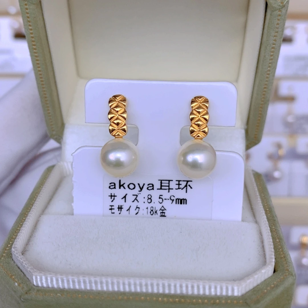 海水珍珠耳饰18K金镶嵌英*儿