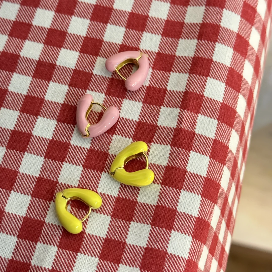 铜合金珐琅耳饰 HRY0-铜合金爱心珐琅时尚耳钉HRY0-1403