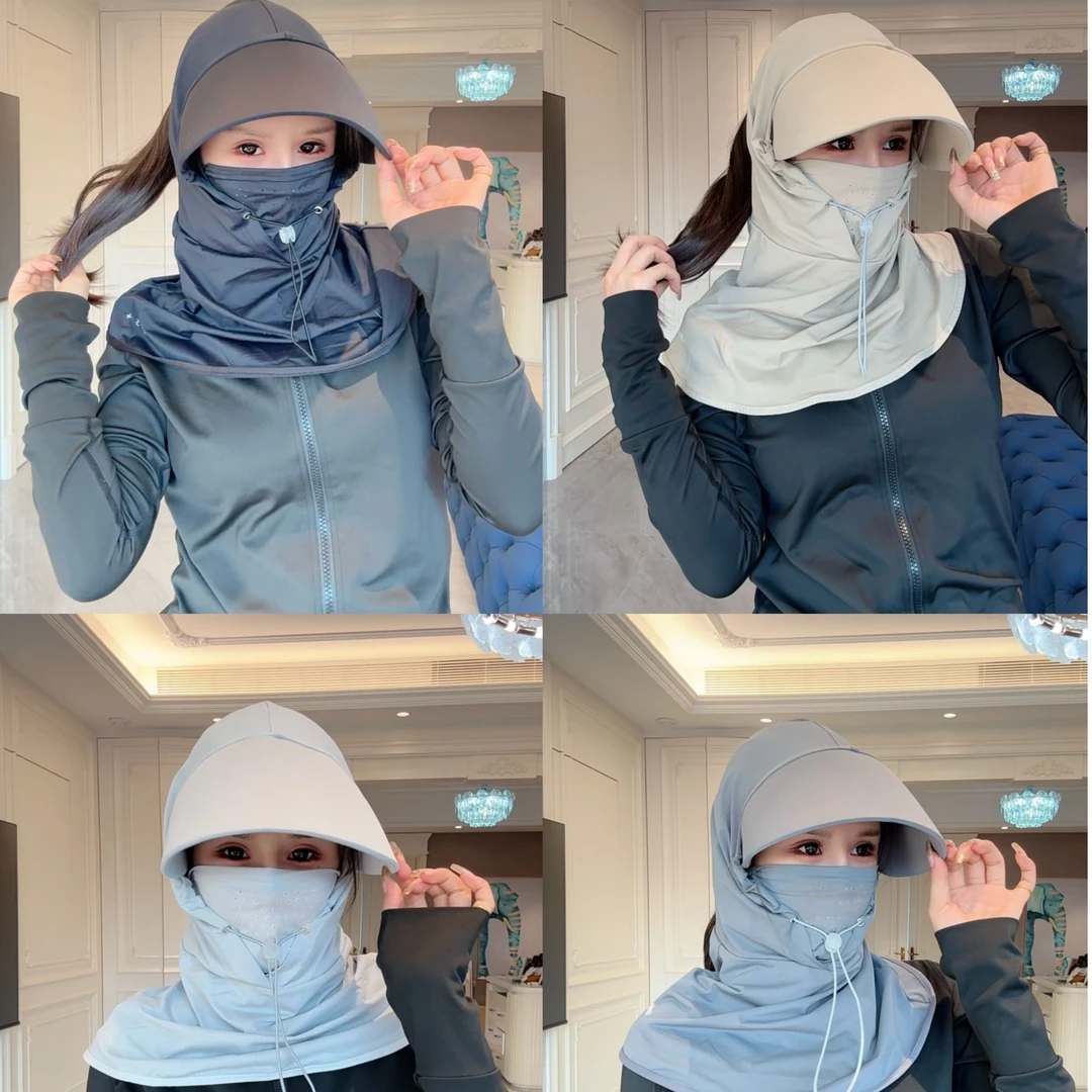五姐-全脸遮阳帽子女夏季防晒帽防紫外线户外骑行护颈面罩太阳帽
