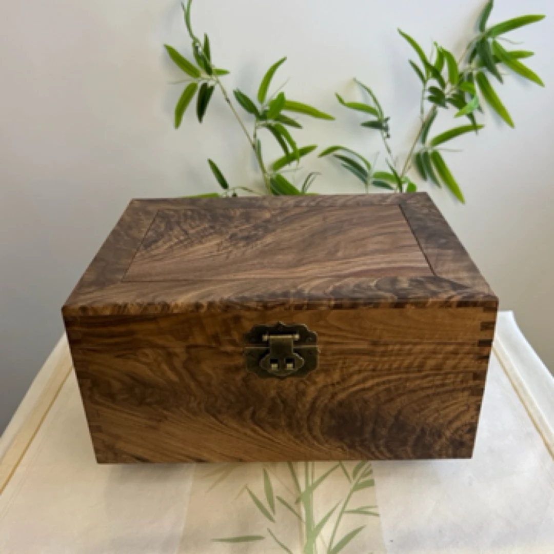 北美黑胡桃加大款桌面收纳盒复古木箱收纳箱首饰盒实木质储物