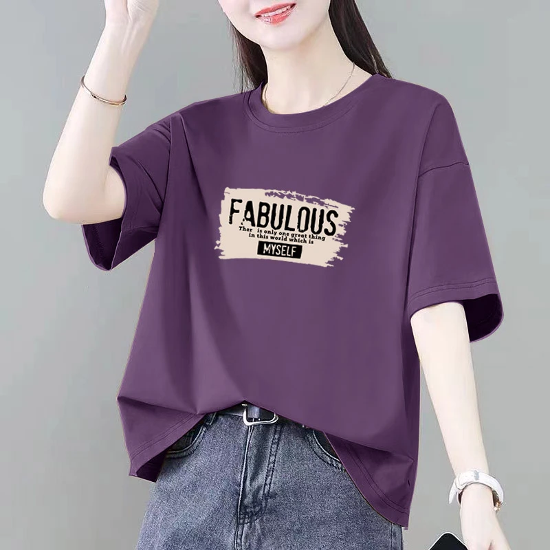 小个子纯棉短袖t恤女宽松夏装新款休闲大码胖mm显瘦打底衫上衣ins