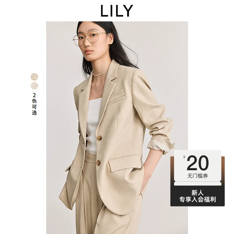 老钱西LILY2025春季植物系设计感宽松休闲西装外套女125139C2919