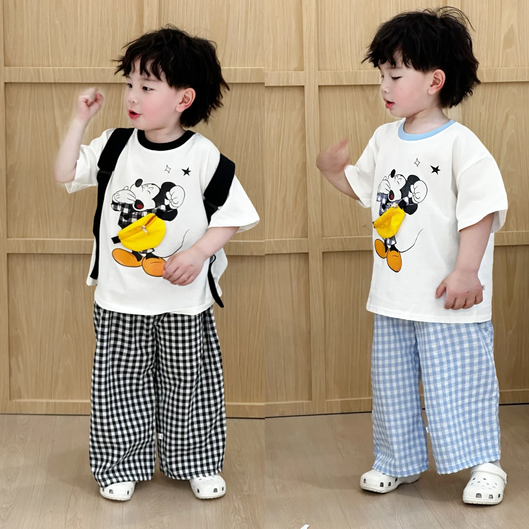 2025夏款男童女童时尚潮流挎包新款时尚休闲裤亲子套装