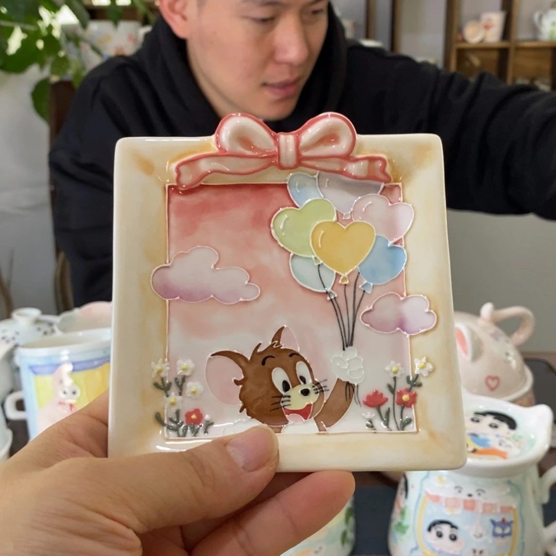 悄***悄瓷片景德镇釉下彩手绘