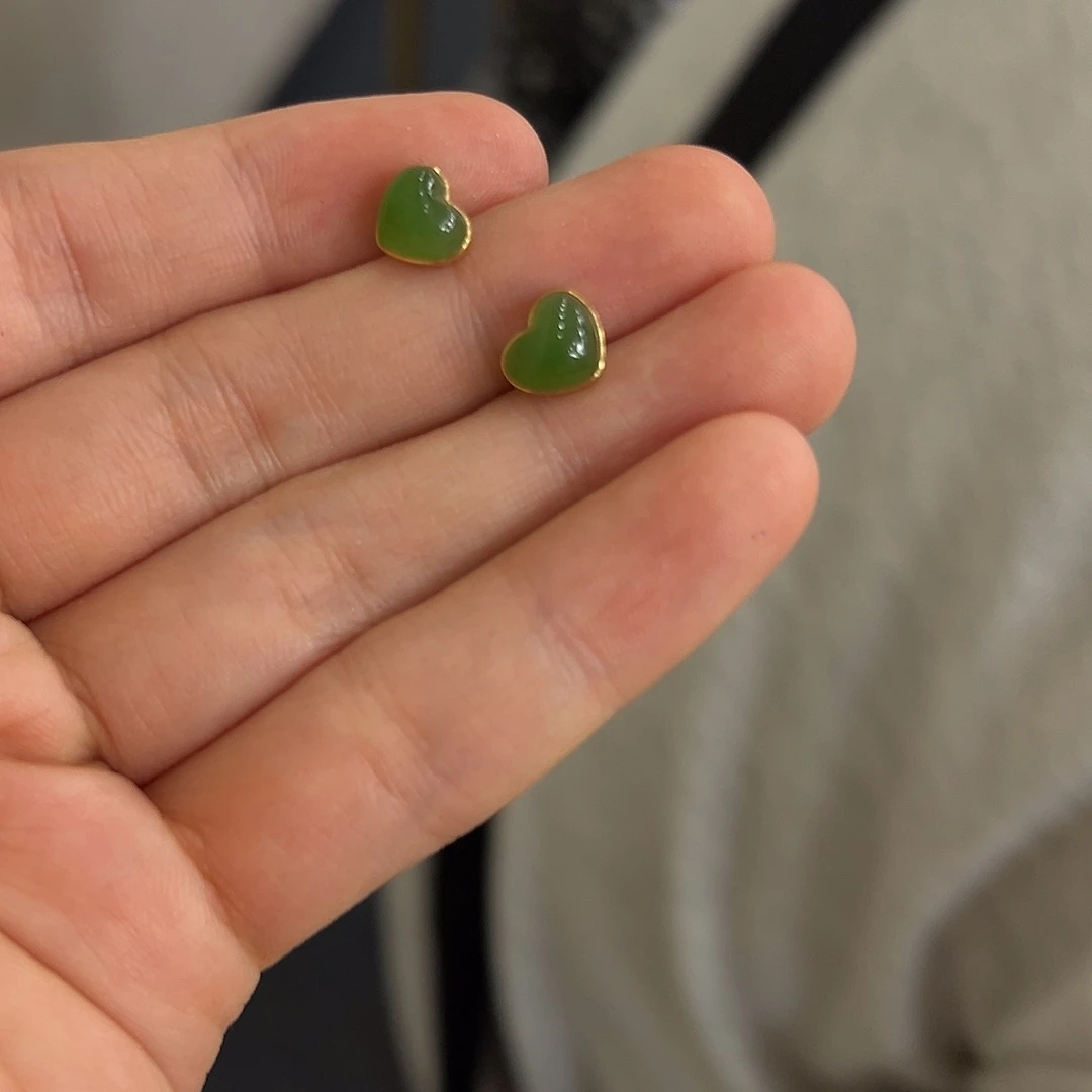 和田玉18K金镶嵌耳饰J****?颜色多样性发货拍一发一