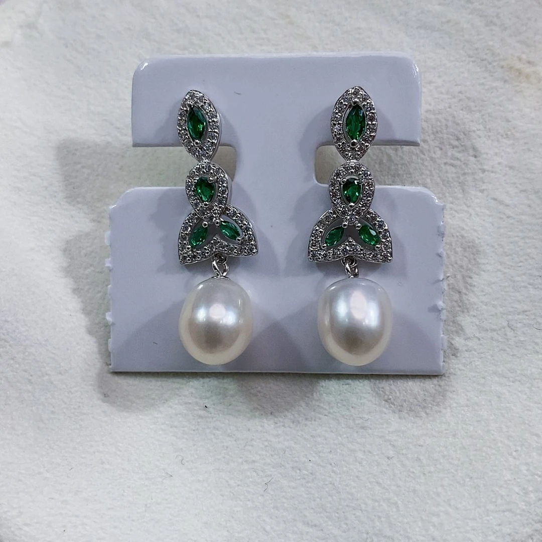 银S925镶嵌淡水珍珠特价淡水稀有珍珠极光炫彩耳环