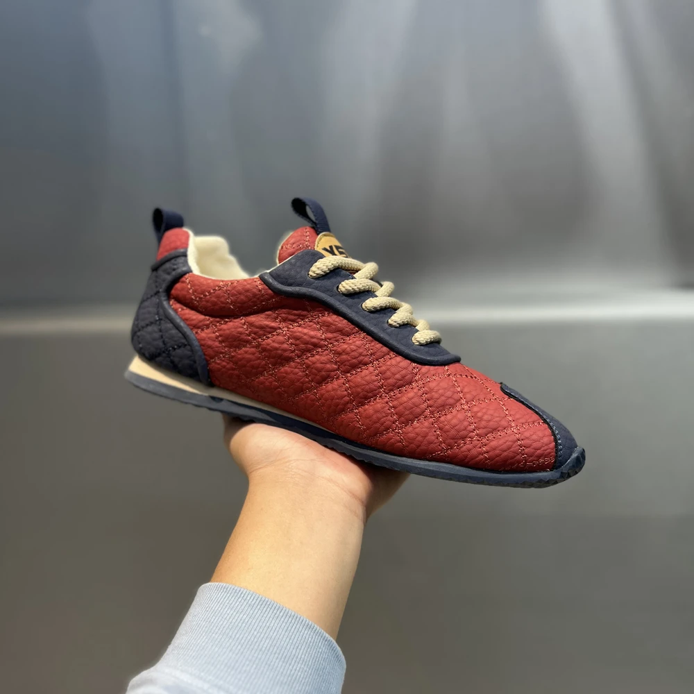 纳帕纹轻奢格子潮流休闲鞋时尚运动百搭软底舒适单棉同款驾车鞋冬