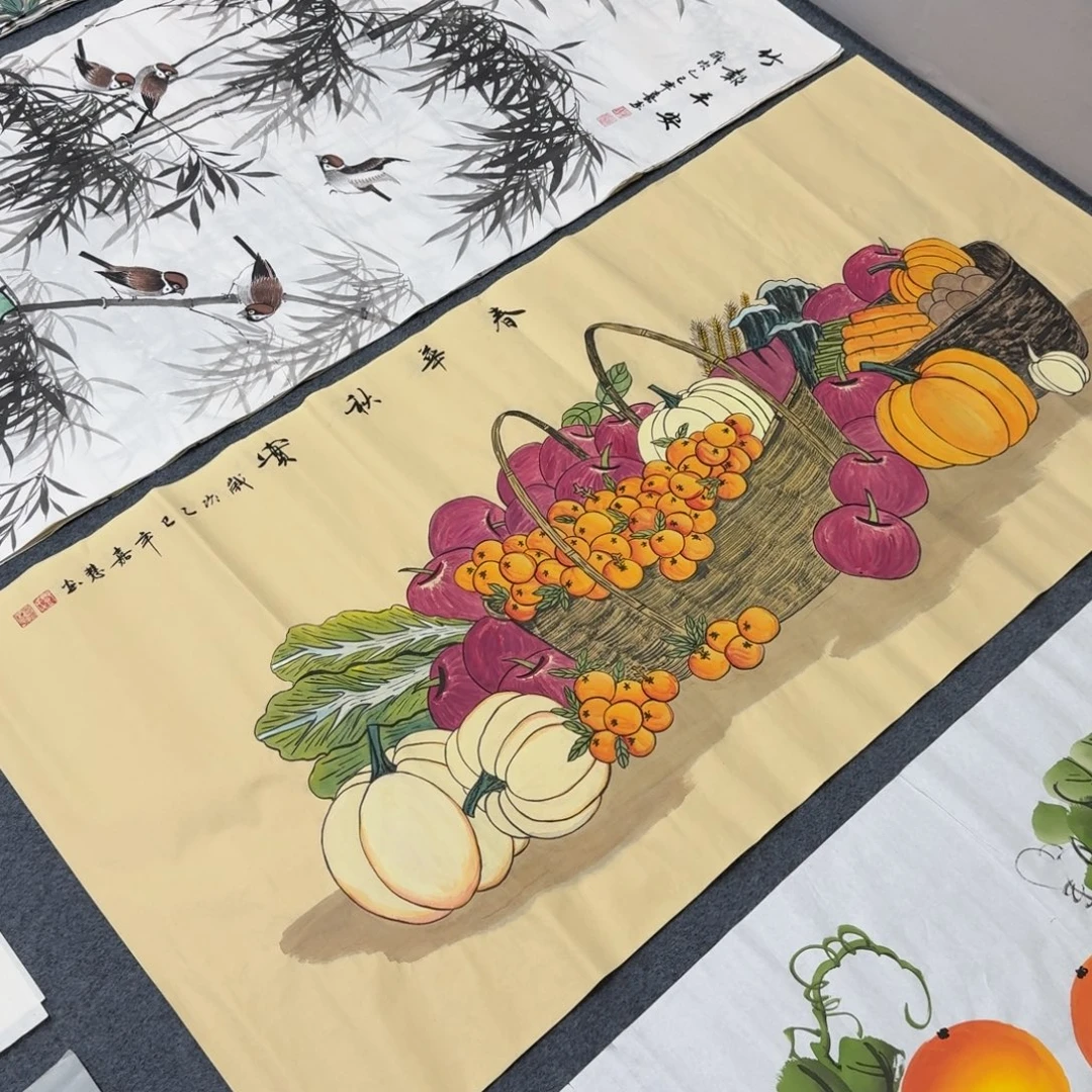 国画四尺尺寸70X140纯手绘作品