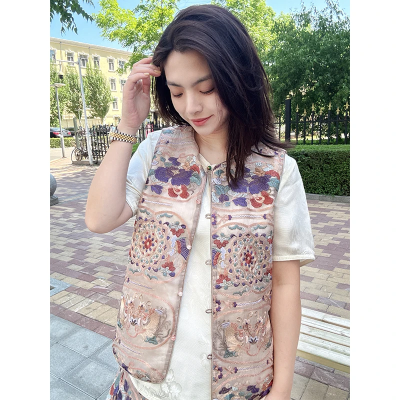 美美国风2025夏季轻奢重工刺绣时尚设计款新中式复古国风马夹6726