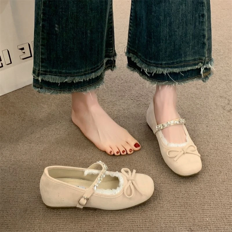 2025年夏季新款法式浅口单鞋女鞋单鞋平底平跟橡胶浅口一脚蹬女鞋