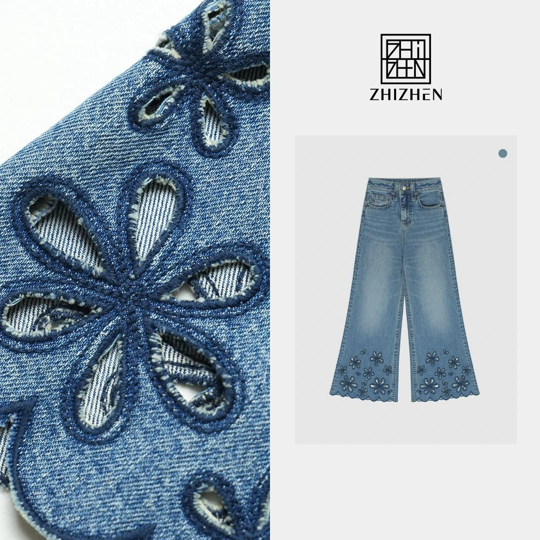 春季新款百搭花朵镂空牛仔裤【花朵牛仔裤】