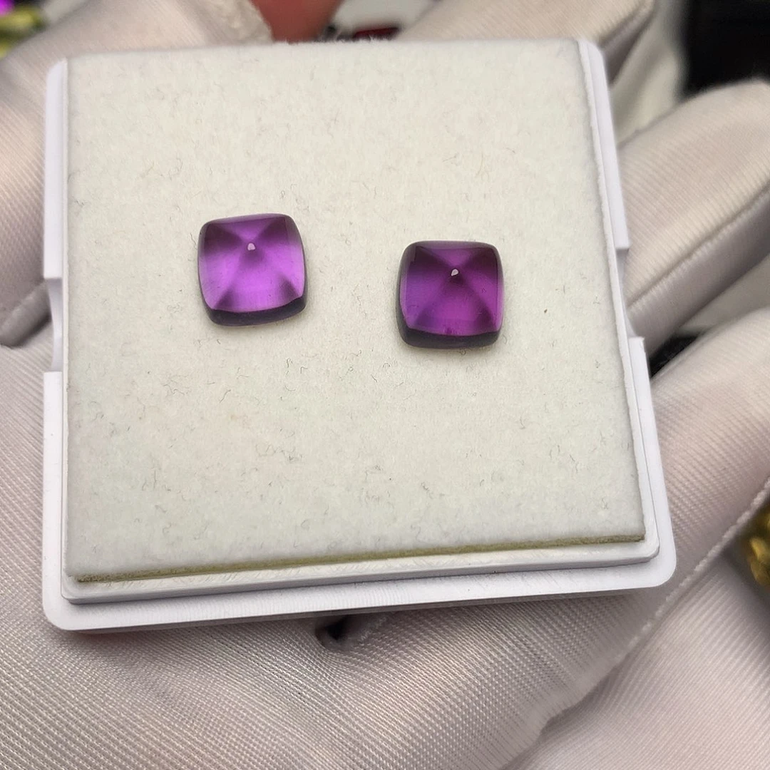 紫晶珠宝半成品未镶嵌两颗一组糖塔切割卡8.5毫米