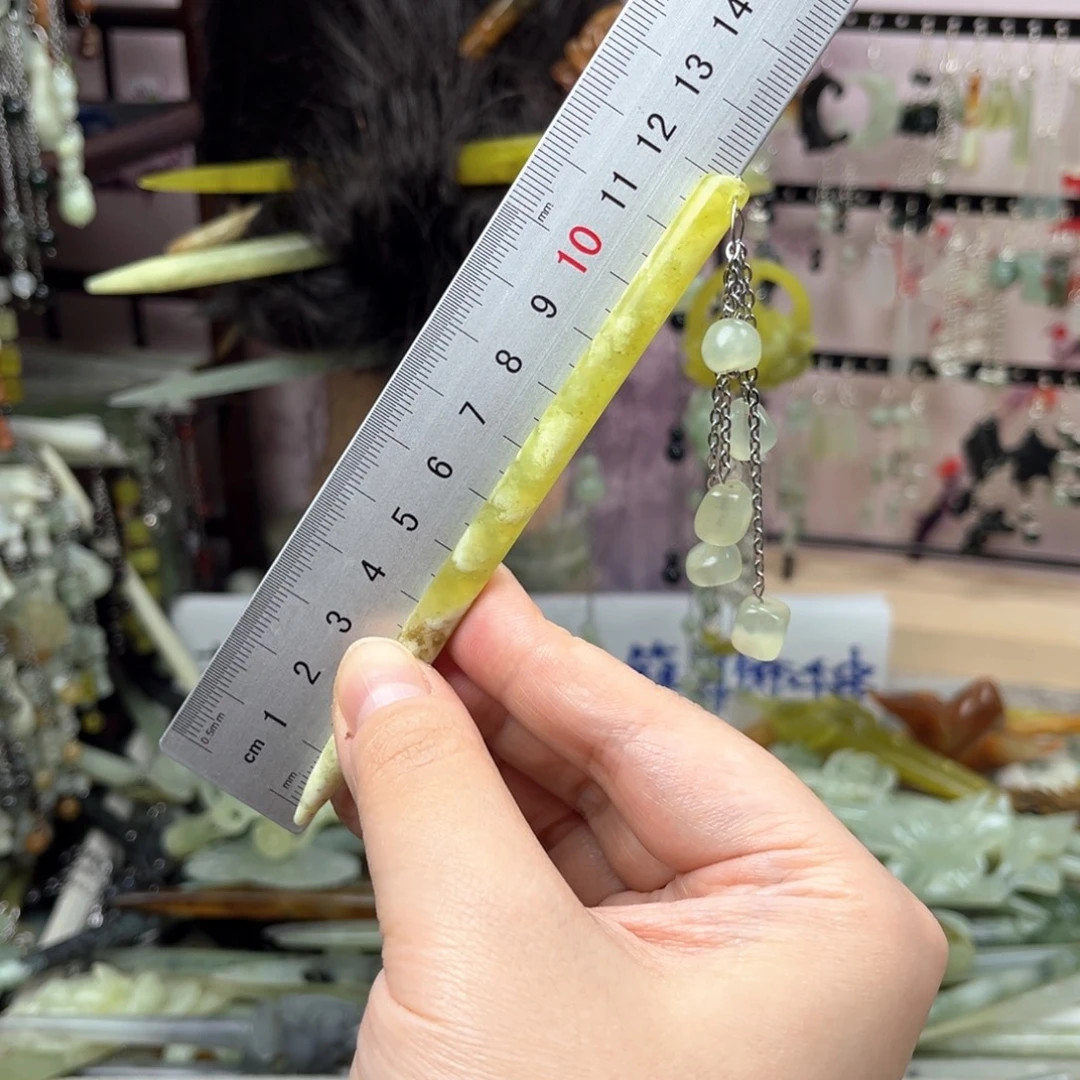 未镶嵌岫玉发饰长度12厘米左右