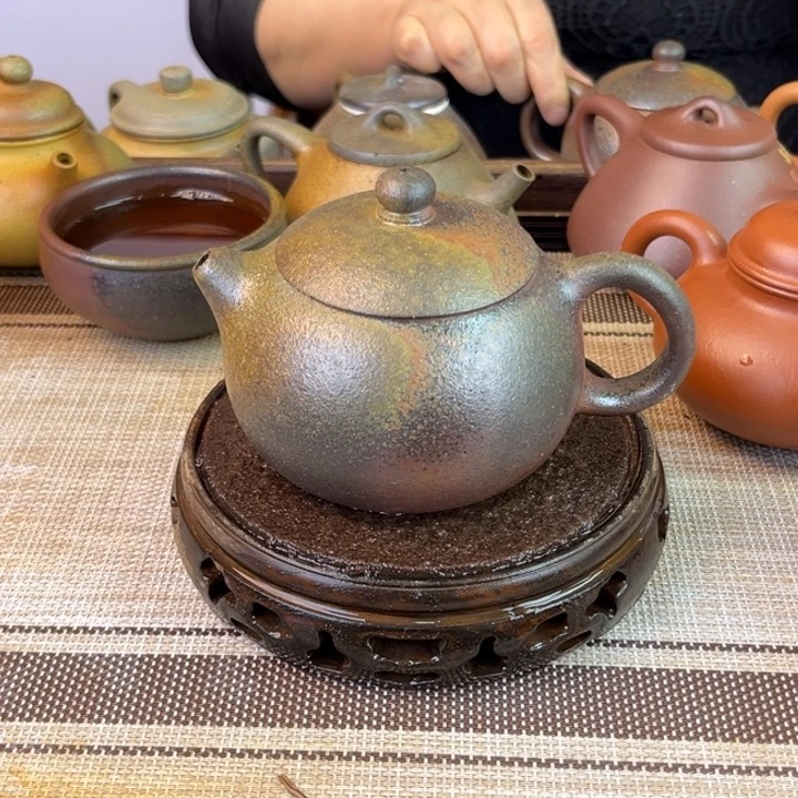 紫砂茶壶紫泥柴烧260cc瑕