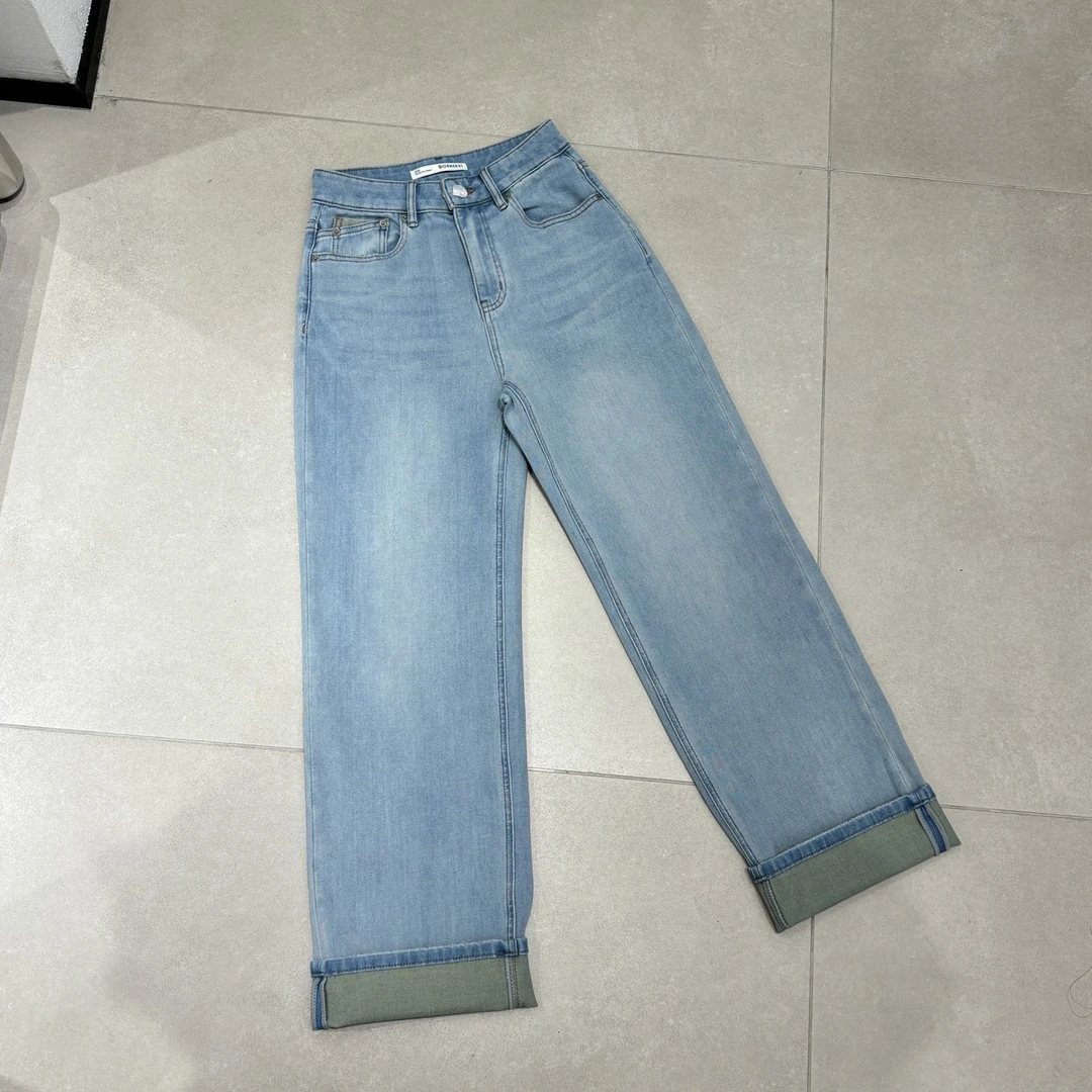 86058-BOENSESI-挽边九分直筒裤