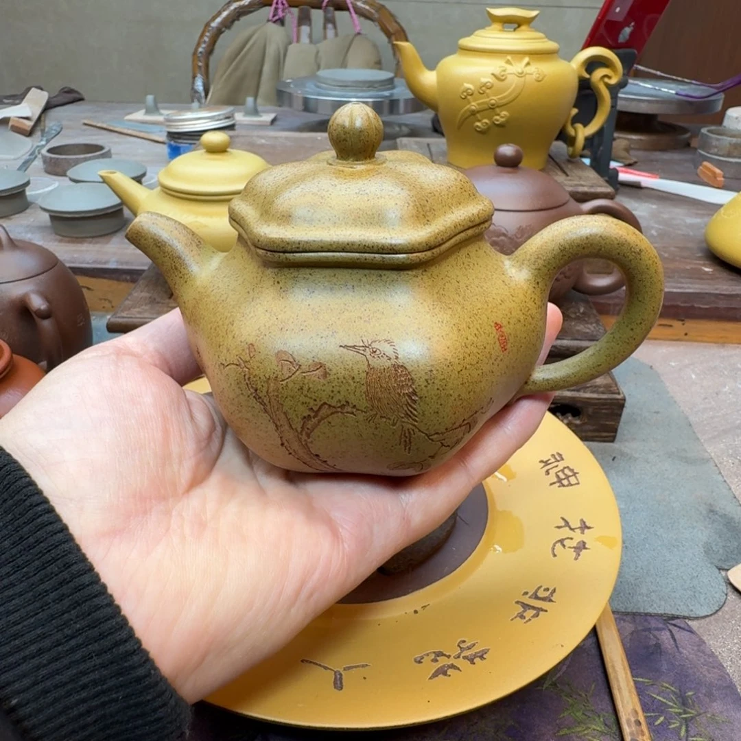 茶壶紫砂葵花莲子壶（原矿黄金段泥柴烧260cc）