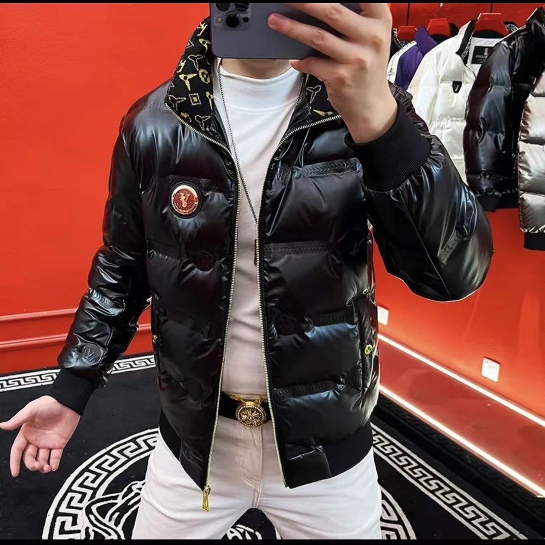 高档男士欧洲站正品羽绒服外套2025新款潮流气质翻领修身男装1056