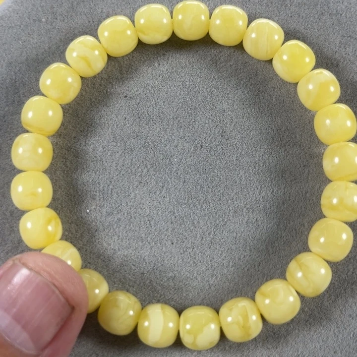 未镶嵌蜜蜡手串纯天然俄料奶白极限弧高桩8.5*8