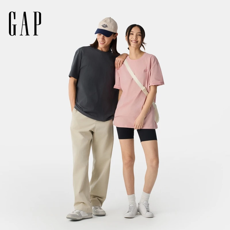 Gap男女装2025春季纯棉胶印logo百搭t恤百搭上衣725619