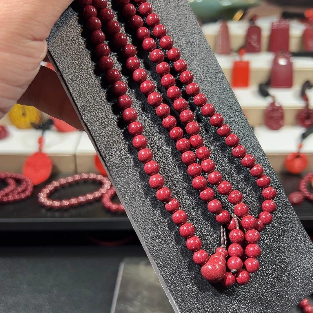 天然辰砂108颗6mm紫金砂