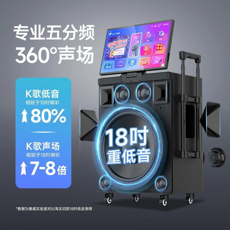 惠威MS89音响户外音箱k歌18寸广场舞带显示屏移动家庭ktv一体机