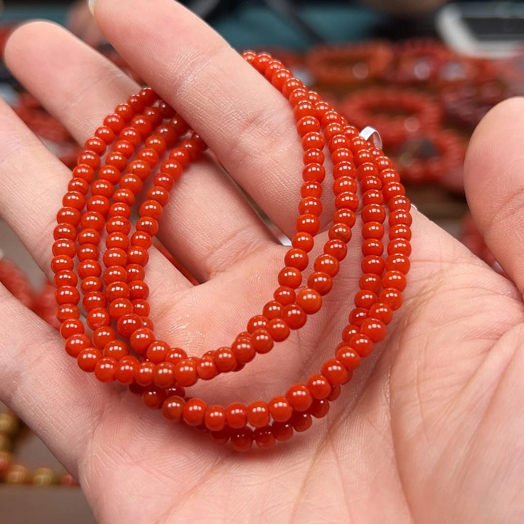 南红玛瑙未镶嵌手链保山料4m老型四圈