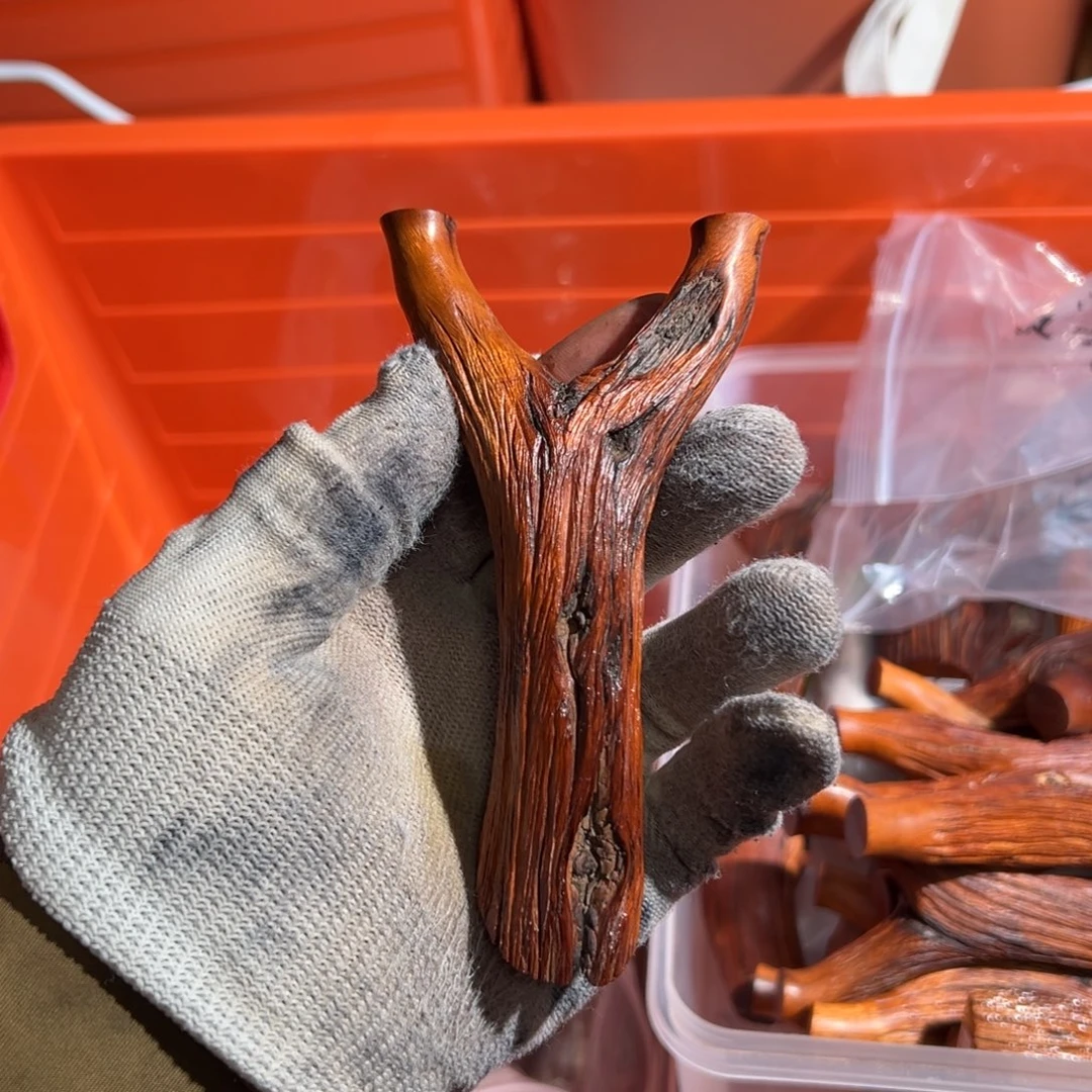 0***火琉璃树杈木弓手工制作