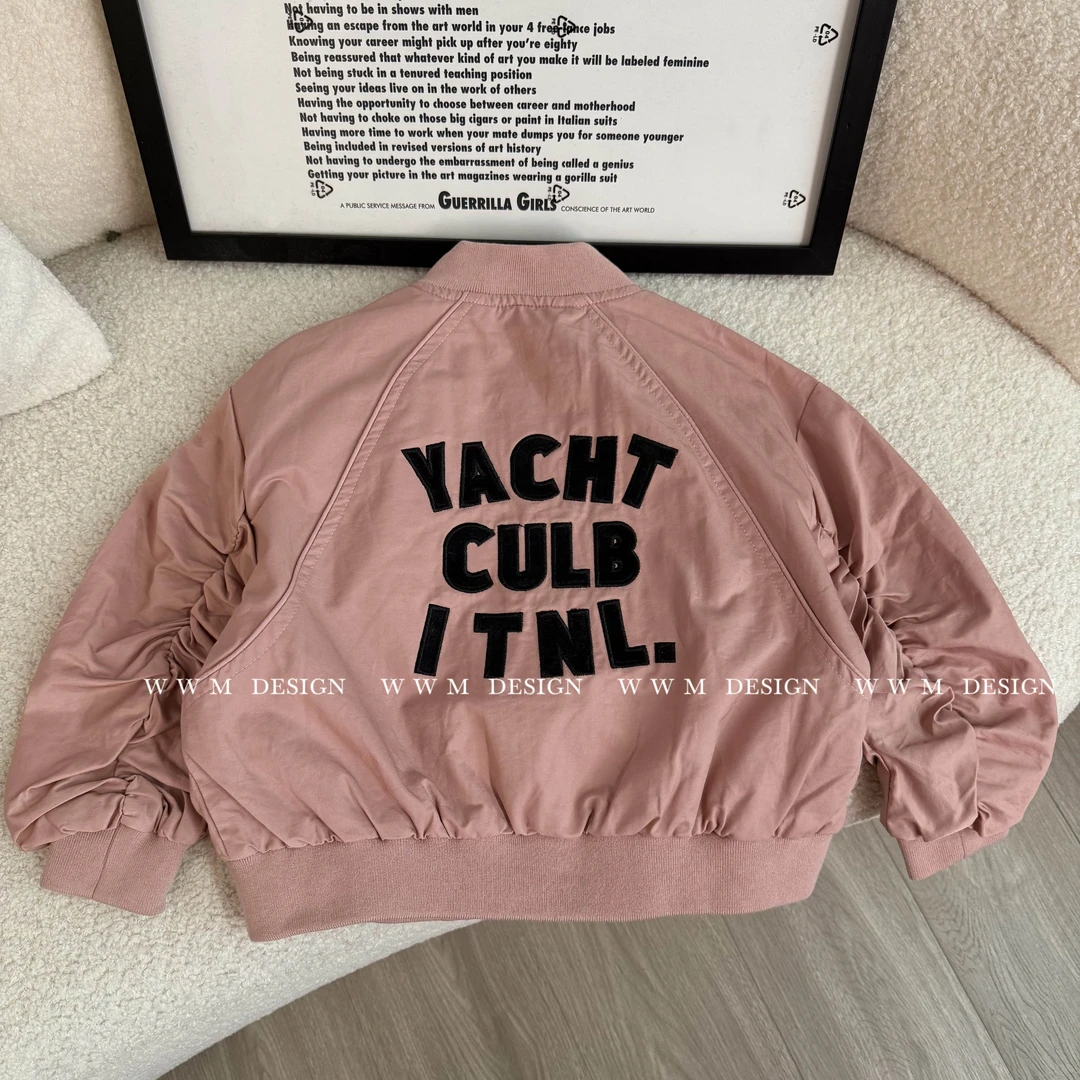 【文文妈】新款外套春秋夹克衫时髦洋气儿童棒球衣韩版时尚刺绣外套