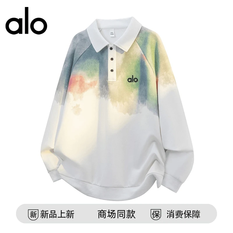 【官方奥特莱斯】品牌折扣 秋季扎染Polo衫卫衣男休闲宽松情侣上衣