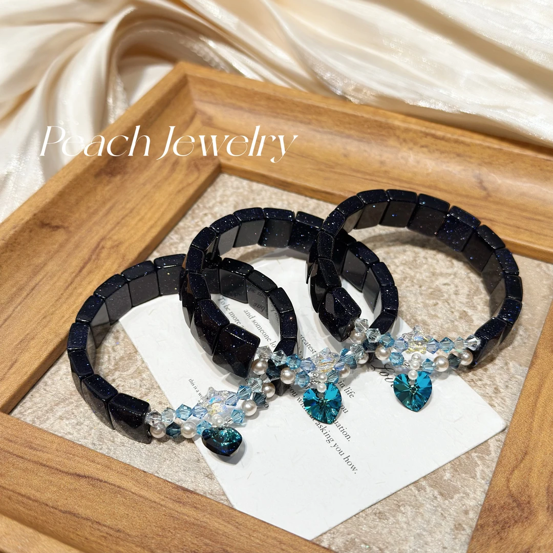 非金属仿水晶手链 蓝砂石手排手链 Q2085 多样性发一颜色微差