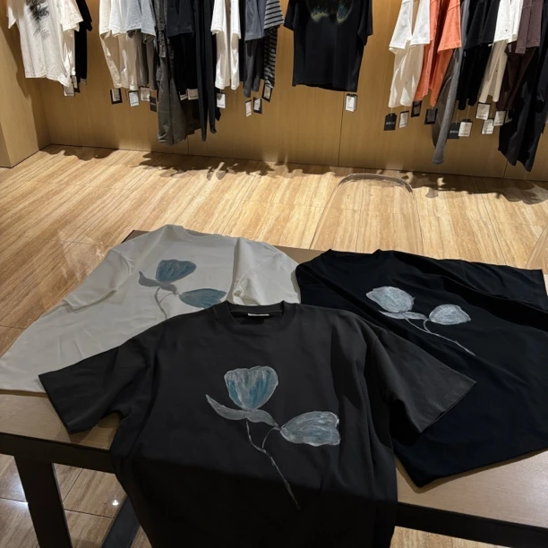 【画师手绘】Mesoo门店同款冰岛玫瑰高磅棉质廓形T恤1051