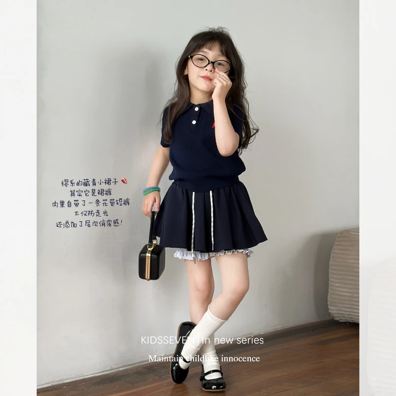 SKB2548女童韩版洋气拼接花苞裙裤春夏新款儿童休闲假两件短裤潮