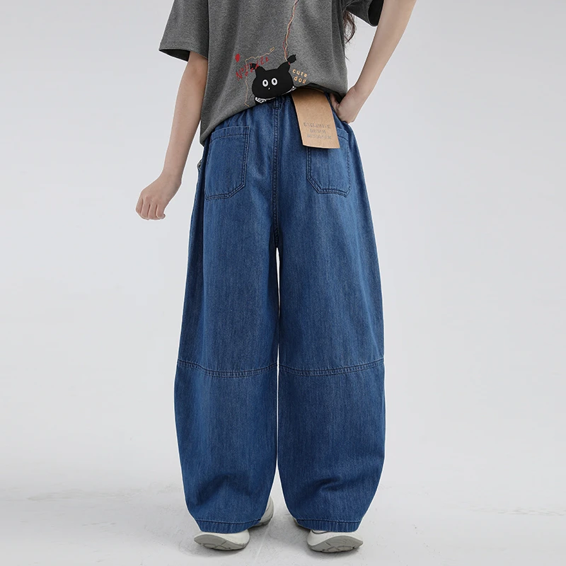 【2025秋款新品】青少年时尚韩版百搭拼接休闲牛仔裤HWX076