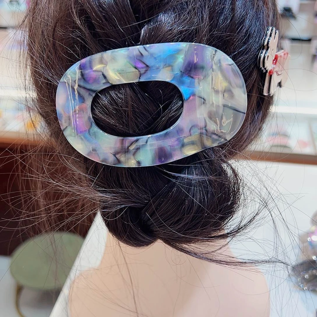 布艺非金属醋酸贝壳夹灰紫色抓夹