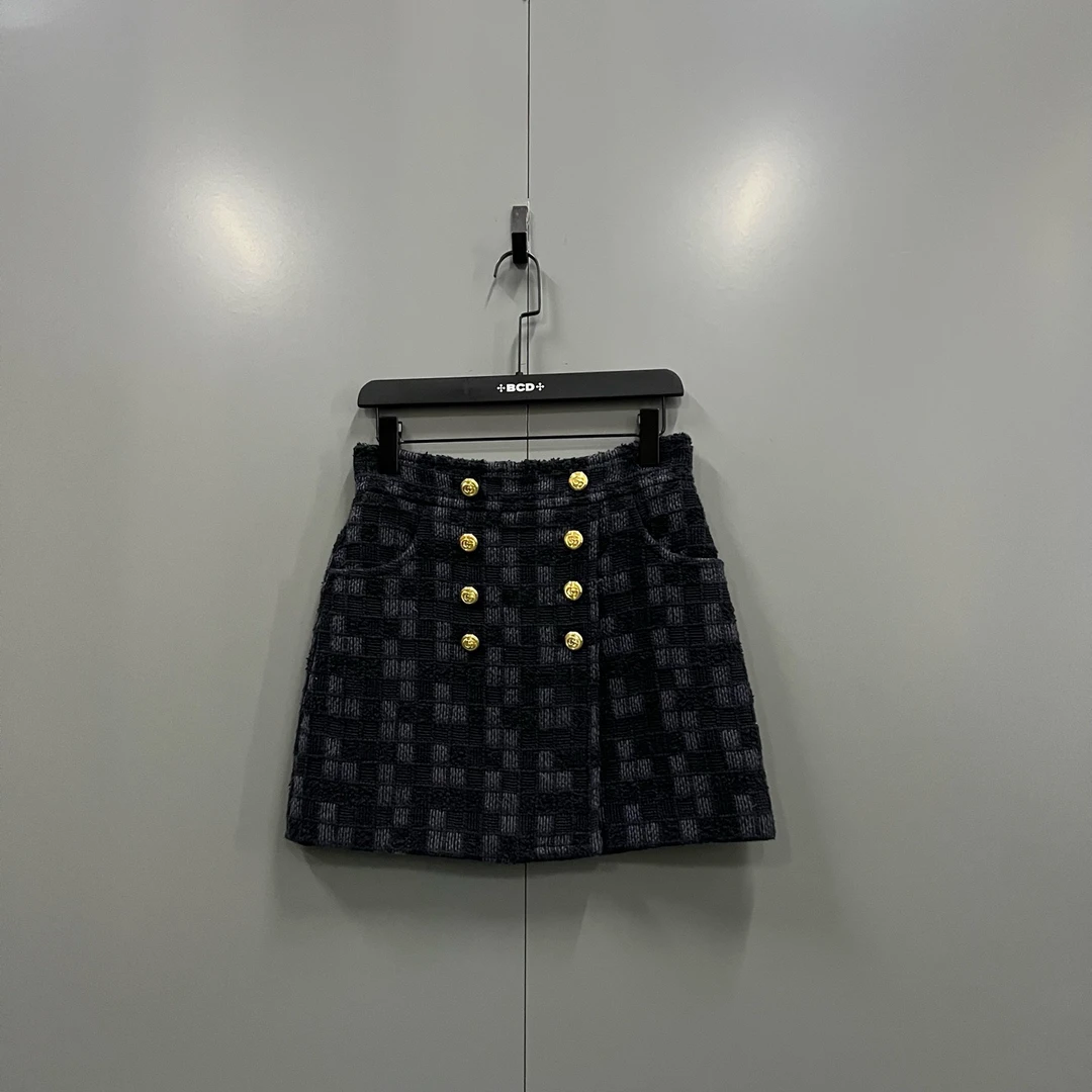 未使用 GUCCI/古驰 zz1 格子短款A字短裙 40码/305408