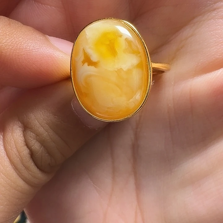 蜜蜡银S925镶嵌戒指戒指