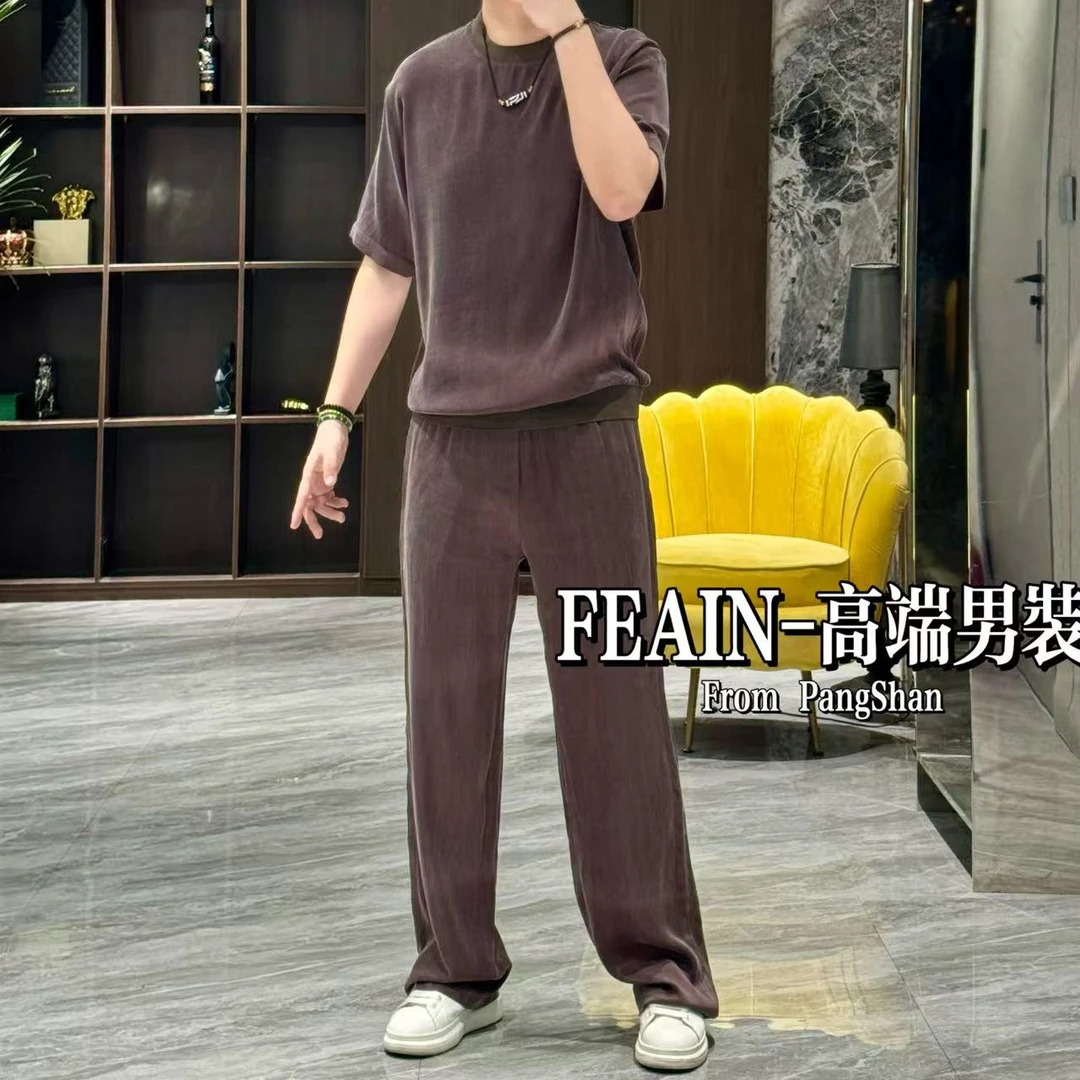 【进口铜氨丝】高端进口铜氨丝迷雾哑光工艺丝般柔滑休闲套装2423