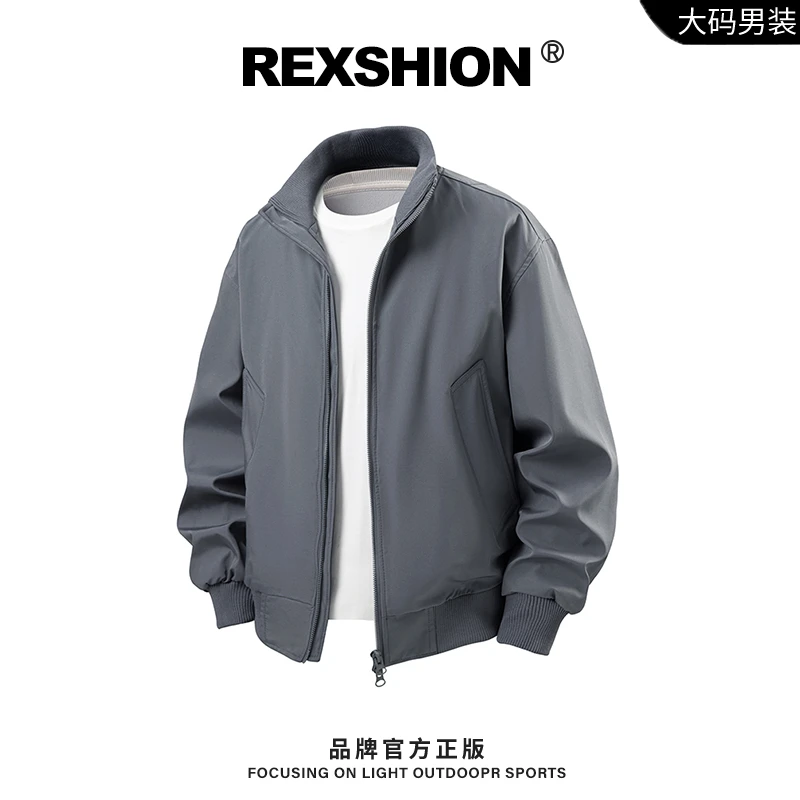 REXSHION秋季新款男士翻领工装夹克男日系小众风潮流时尚宽松外套