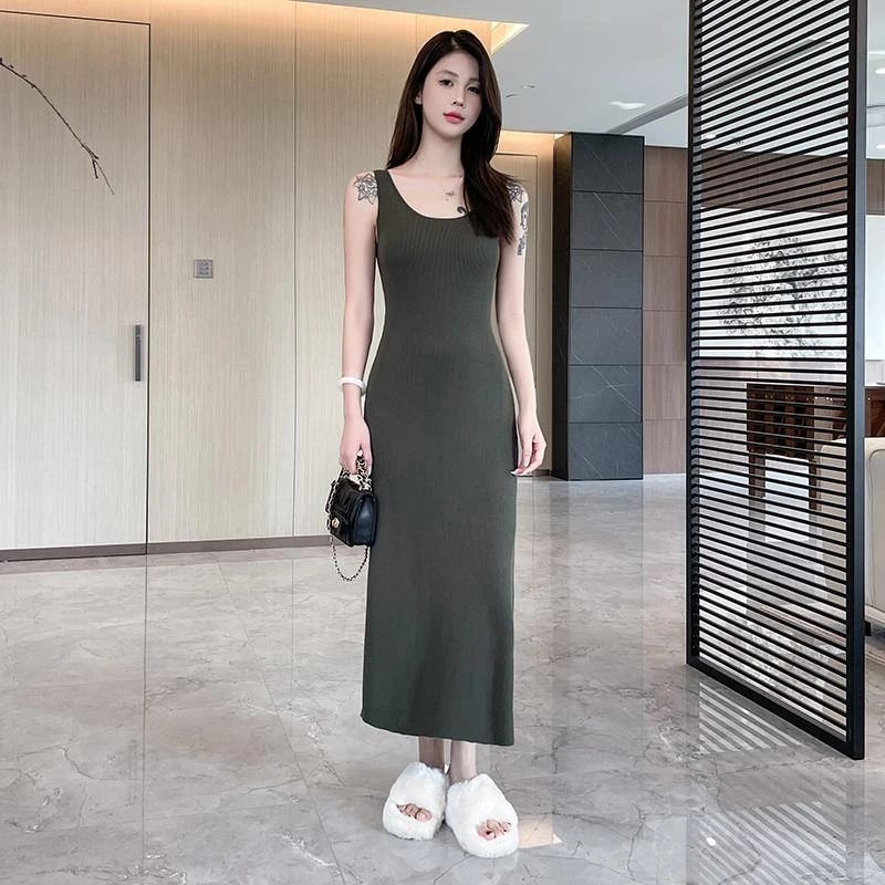 法芬图气质针织连衣裙女夏修身长裙巨显身材吊带裙2025新款背心裙