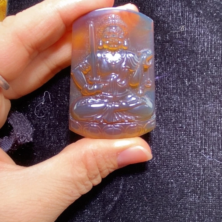 琥珀未镶嵌吊坠(不含链)天然缅甸琥珀金棕红不动明王菩萨