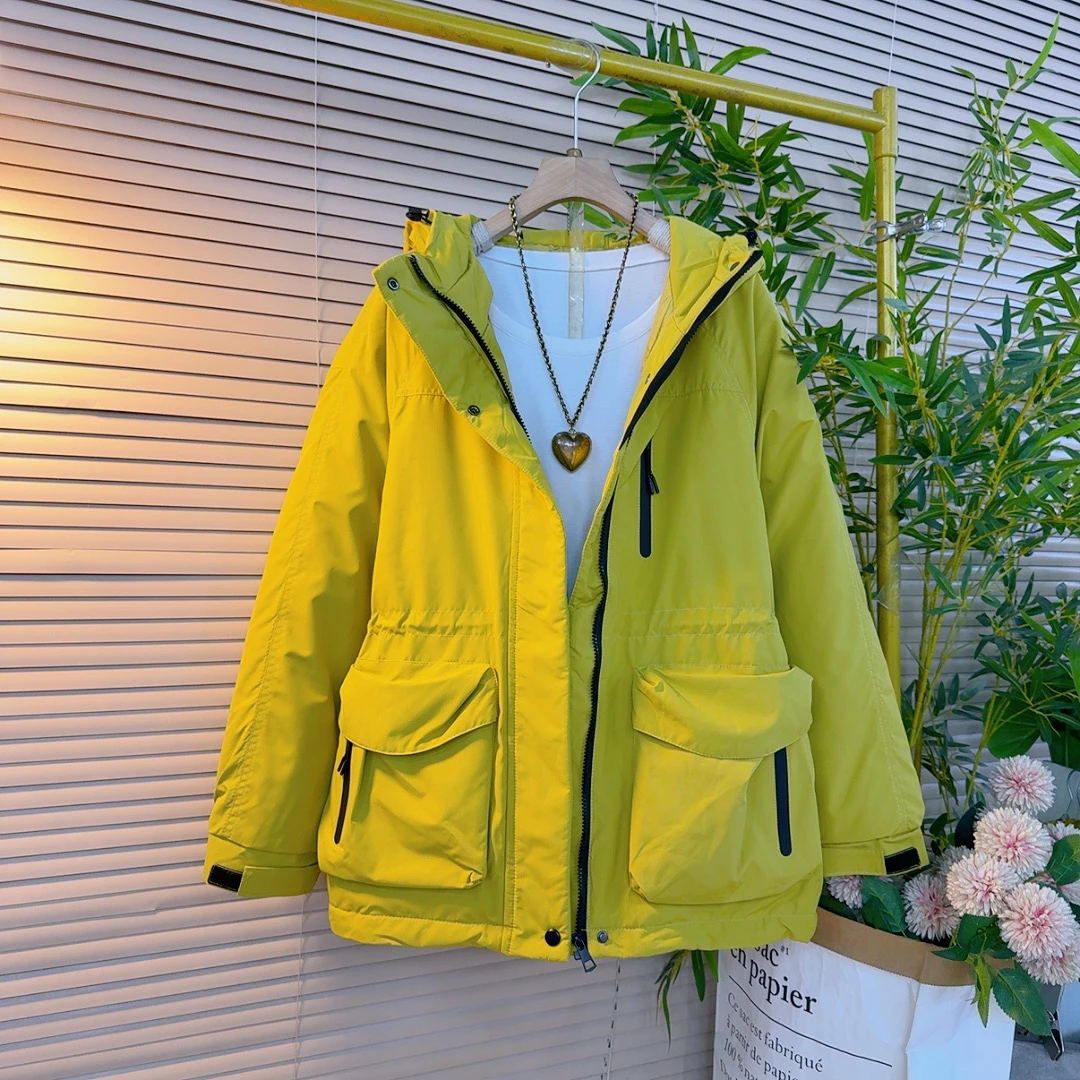 6611胖mm欧货时尚冬季新款工装抽腰保暖显瘦设计感连帽棉服外套