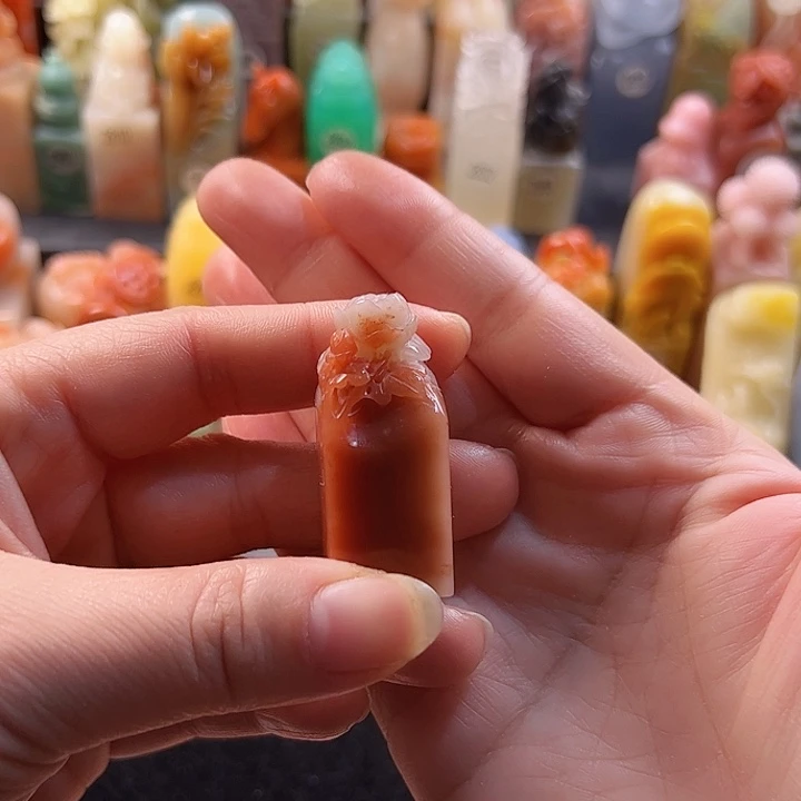 老挝石印石手工定制1.7厘米，牡丹，包刻字