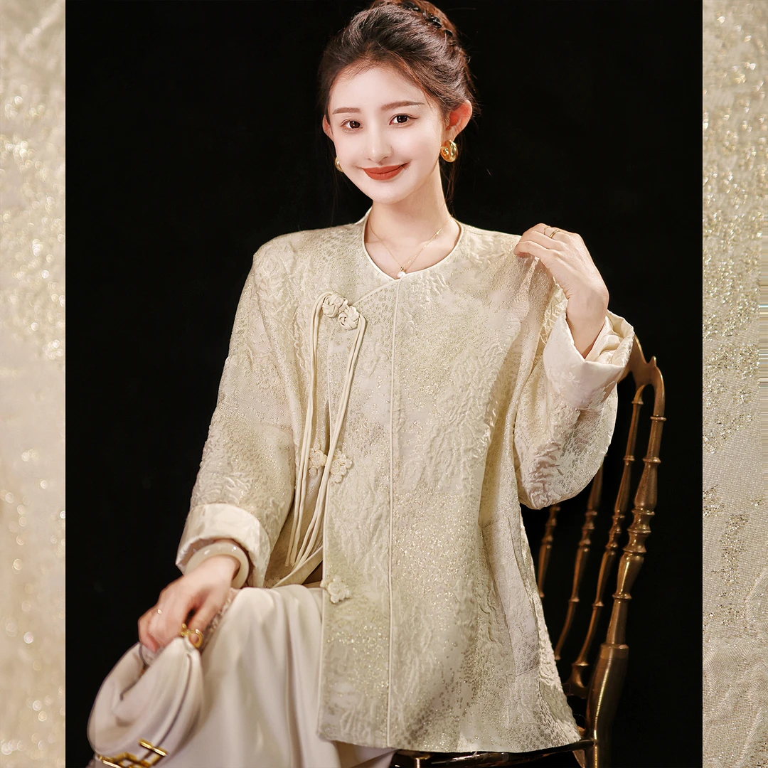 【赵大喜】现货！盖茨比国风外套 | 春季新款宽松显瘦金丝浮雕外套女